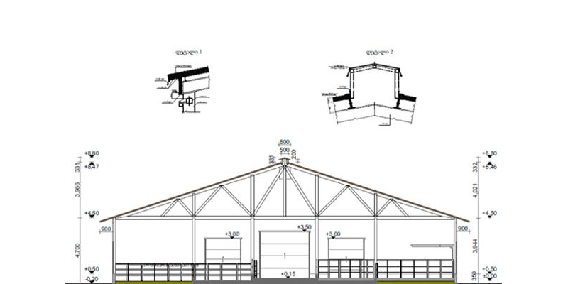 თანამედროვე სტილის მერძეული ფერმის მზა ნახაზები